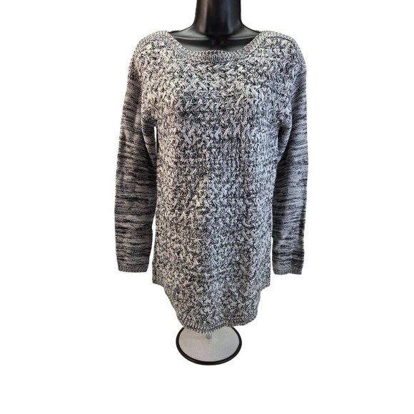 Sweater Its Our Time Black & Cream Knit Long Sleeve Womens Medium New - Picture 1 of 9